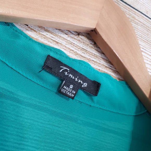 💟 Timing Button Down Long Sleeve Sheer Blouse S - Picture 4 of 6